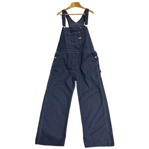 Vintage 80s Men's Toughskins Blue Denim Dark Wash Workwear Bibs Overalls 34x32